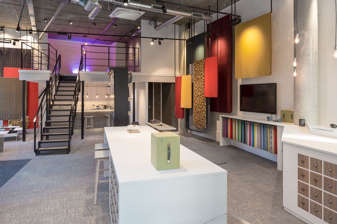 View from the front looking back into Camira's Showroom in Clerkenwell