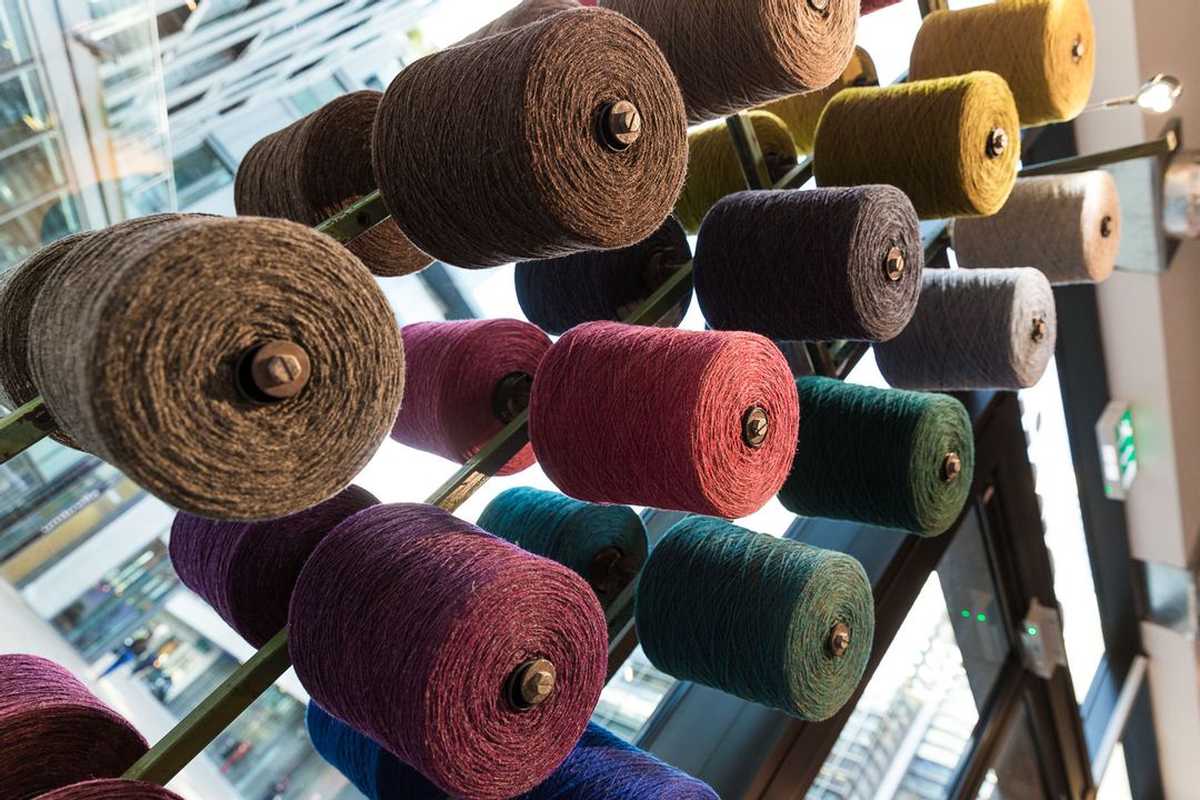 Close up of Camira's fabric spindles