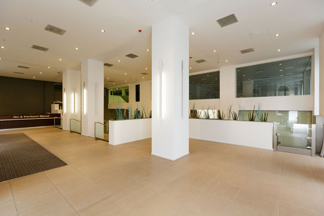 9 Portland Street, Manchester, before furniture installation - showing empty void area