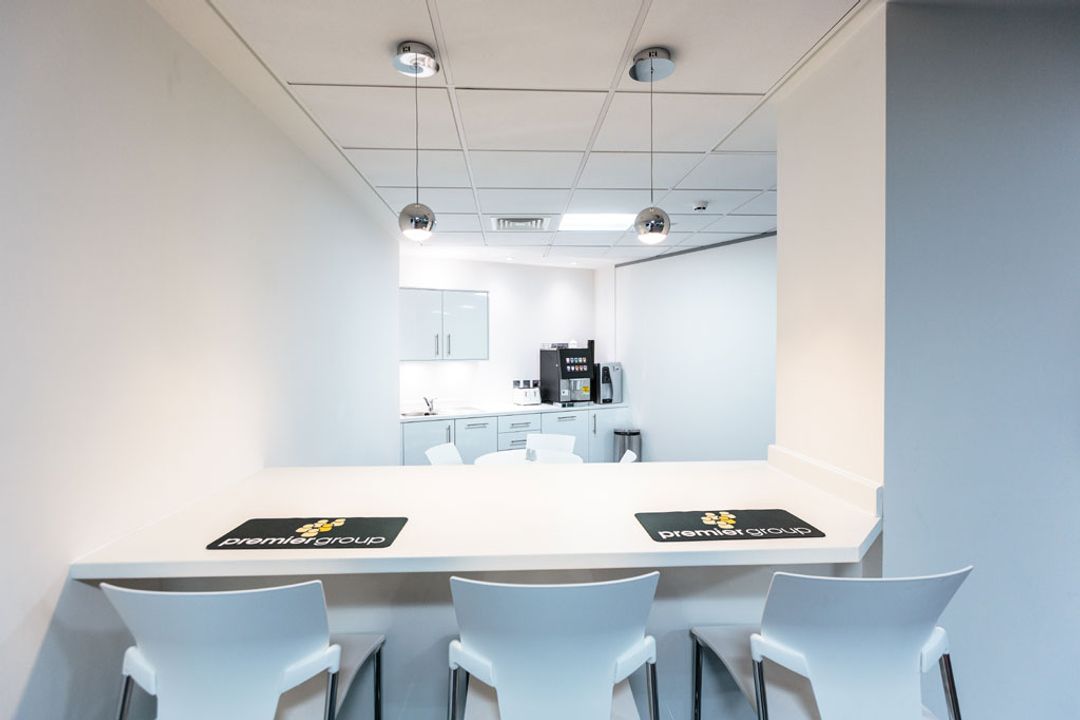 Breakout bar looking over into Premier Group recruitment kitchenette