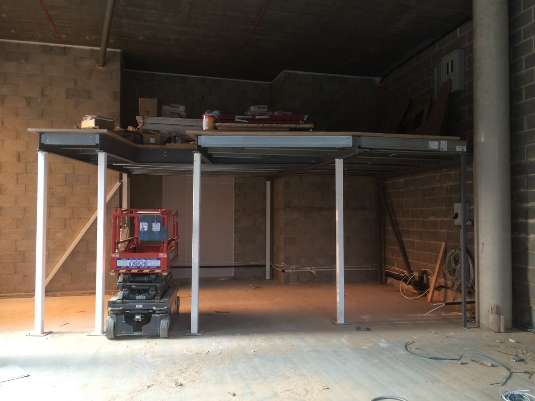 Mezzanine floor being built in Camira's premier London showroom